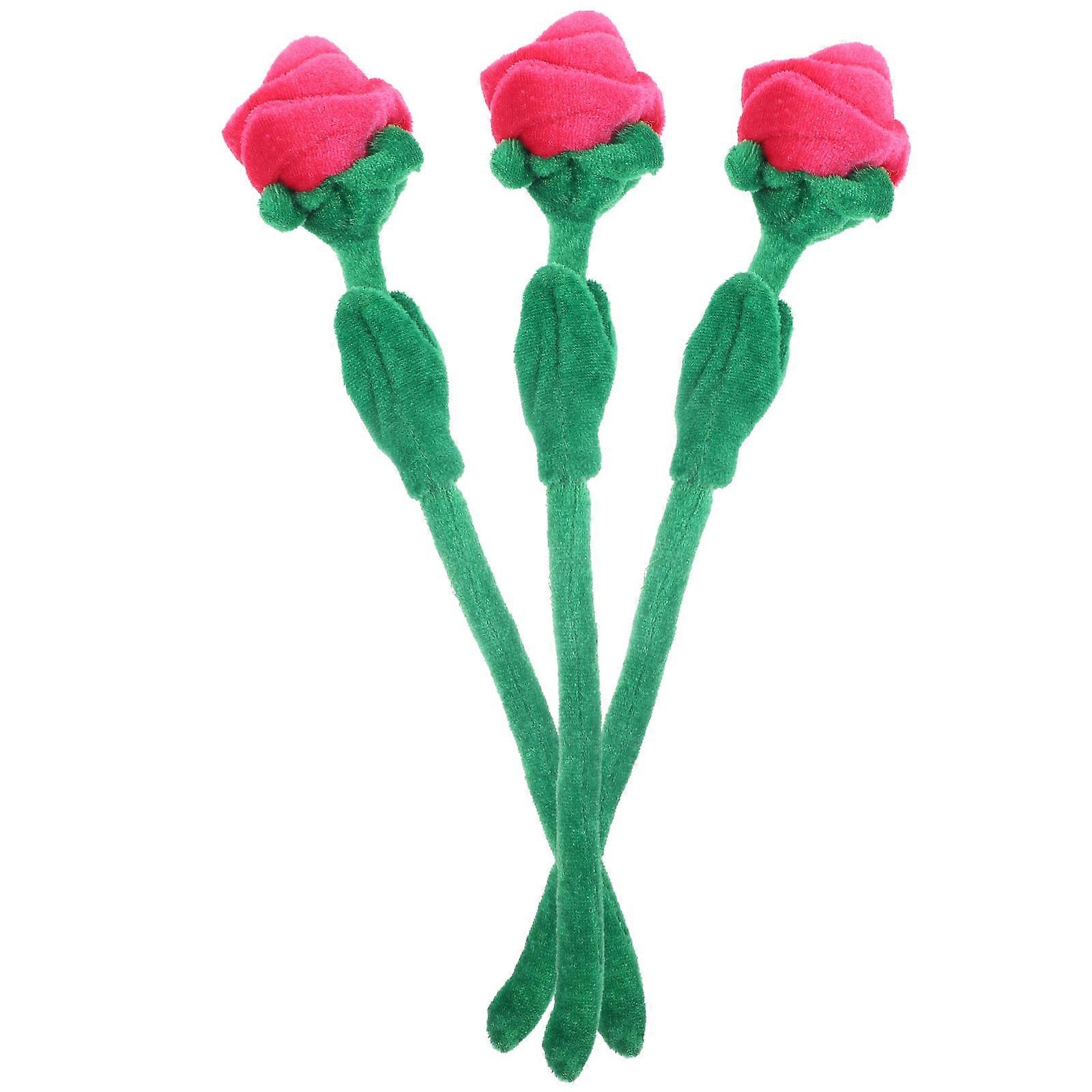 Rose Decoration Artificial Flowers For Outdoor Decoration Rosy 12.6×2.4×2.4in 3Pcs