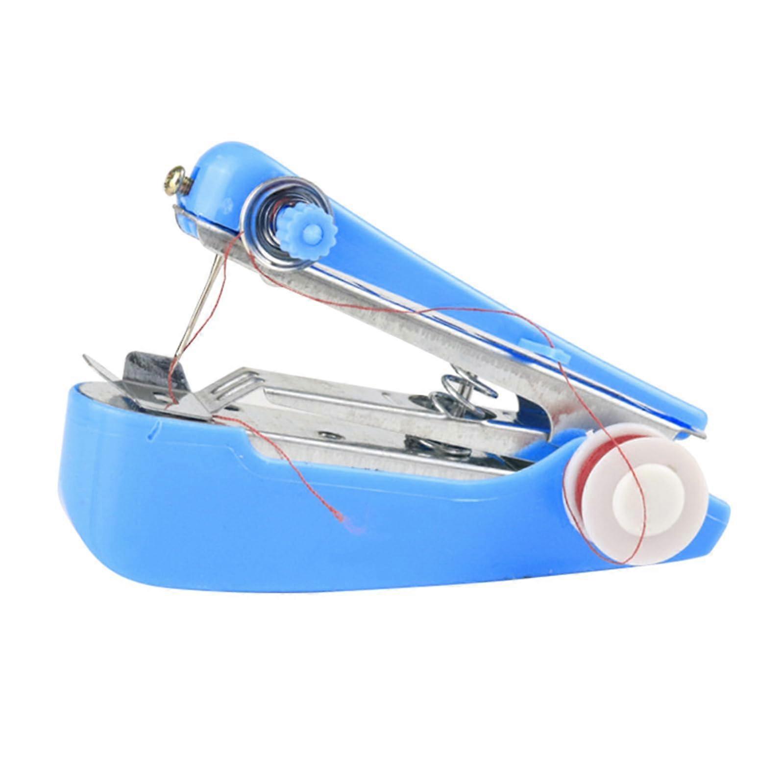 Portable Handheld Sewing Machine Manual Stitch Handy Needlework Tool for Home Travel Use Blue