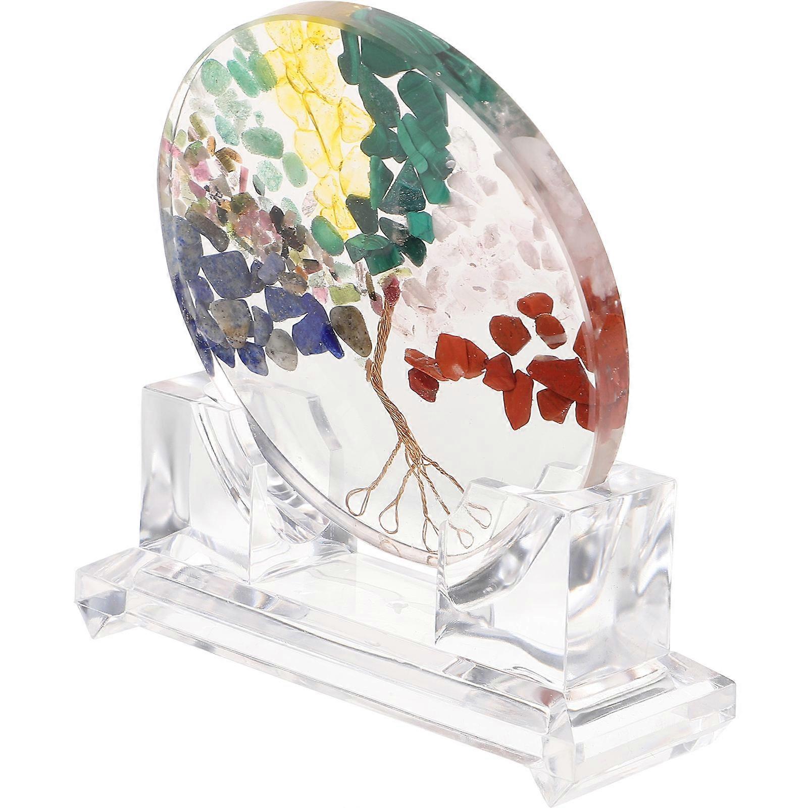 Crystal Tree Tabletop Decor Resin Material Office Desktop Ornament Round Base 9.50X9.50X3.00CM Delicate and Beautiful Design 1Set