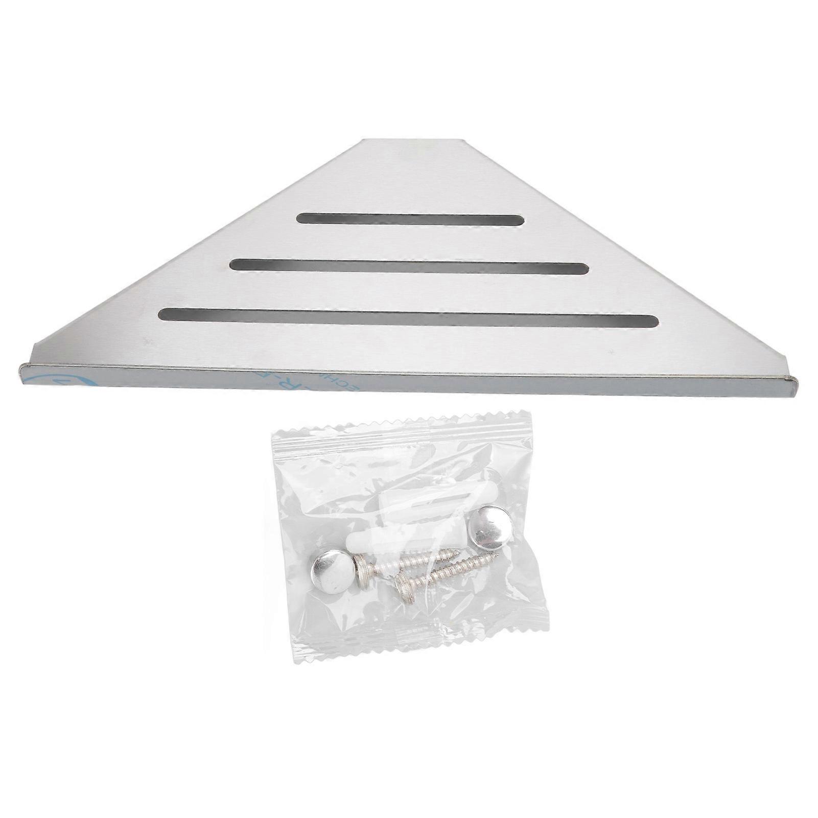 Corner Shower Shelf Triangular Shape Single Layer Punching Efficient Storage Casual Style Stainless Steel Shampoo Holder
