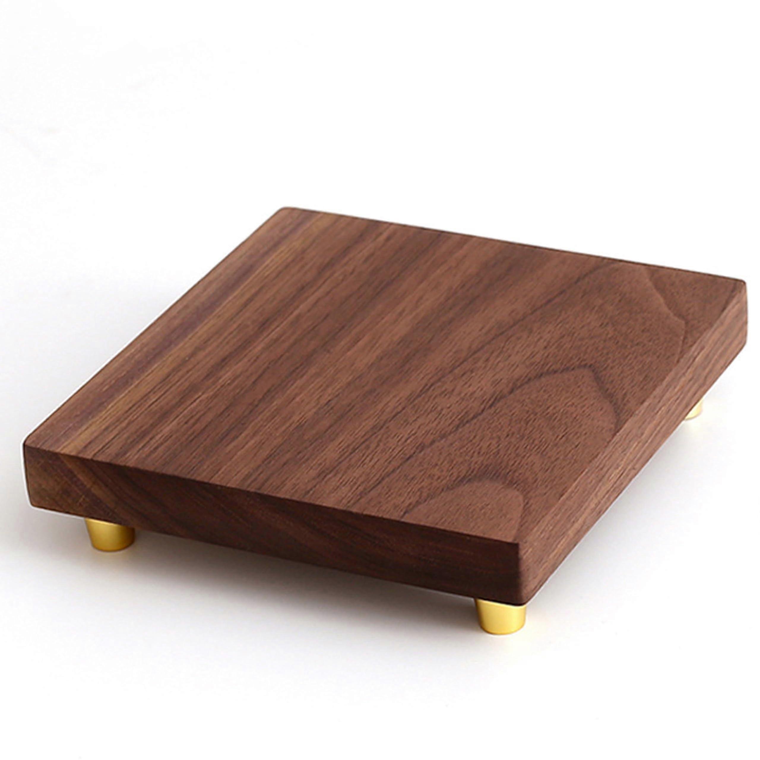 Walnuss Quadratisch Massiv Holzerner Sockel Square Solid Walnut Wood Base 7.8 x 7.8 x 1.4 Inch Non-Slip Rustic Vase Stand