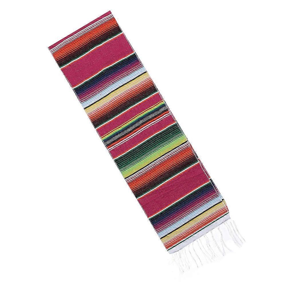 Fiesta Table Cloth Mexican Style Table Runner Decorative Tablecloth For Family Dinners Rosy 275X35X0.2CM 1Set