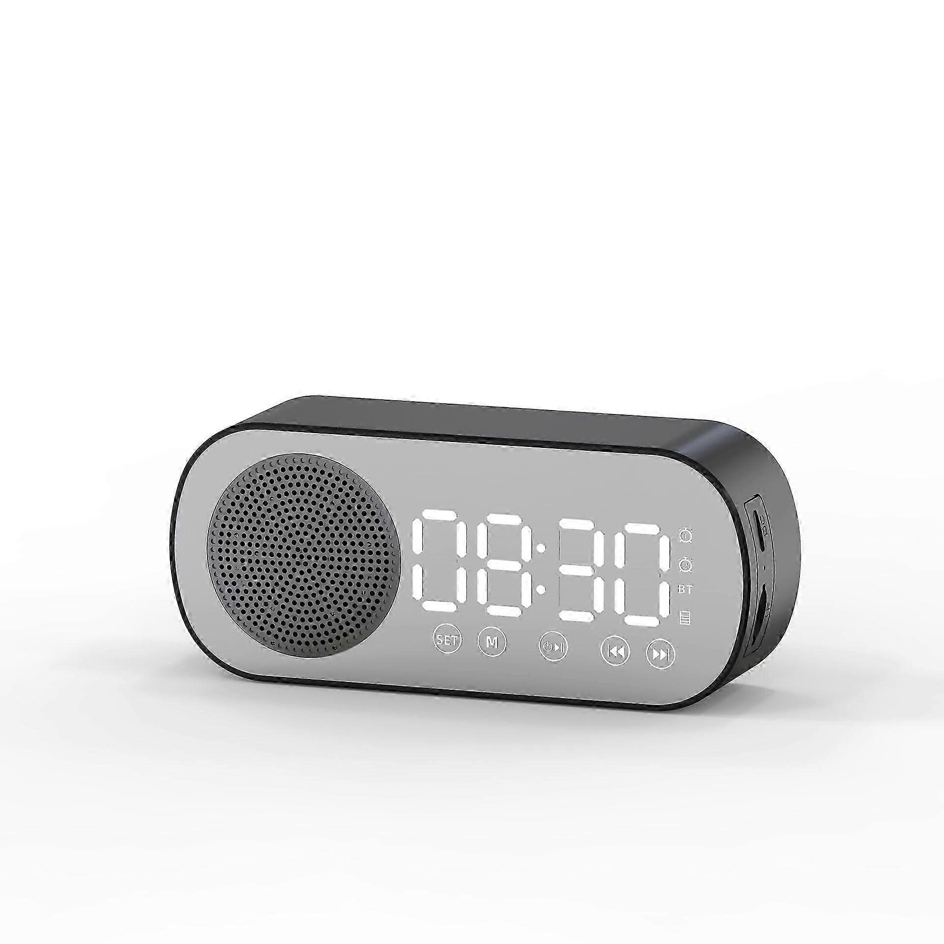 Multifunctional Smart FM radio Bluetooth speaker alarm clock mirror clock (black)