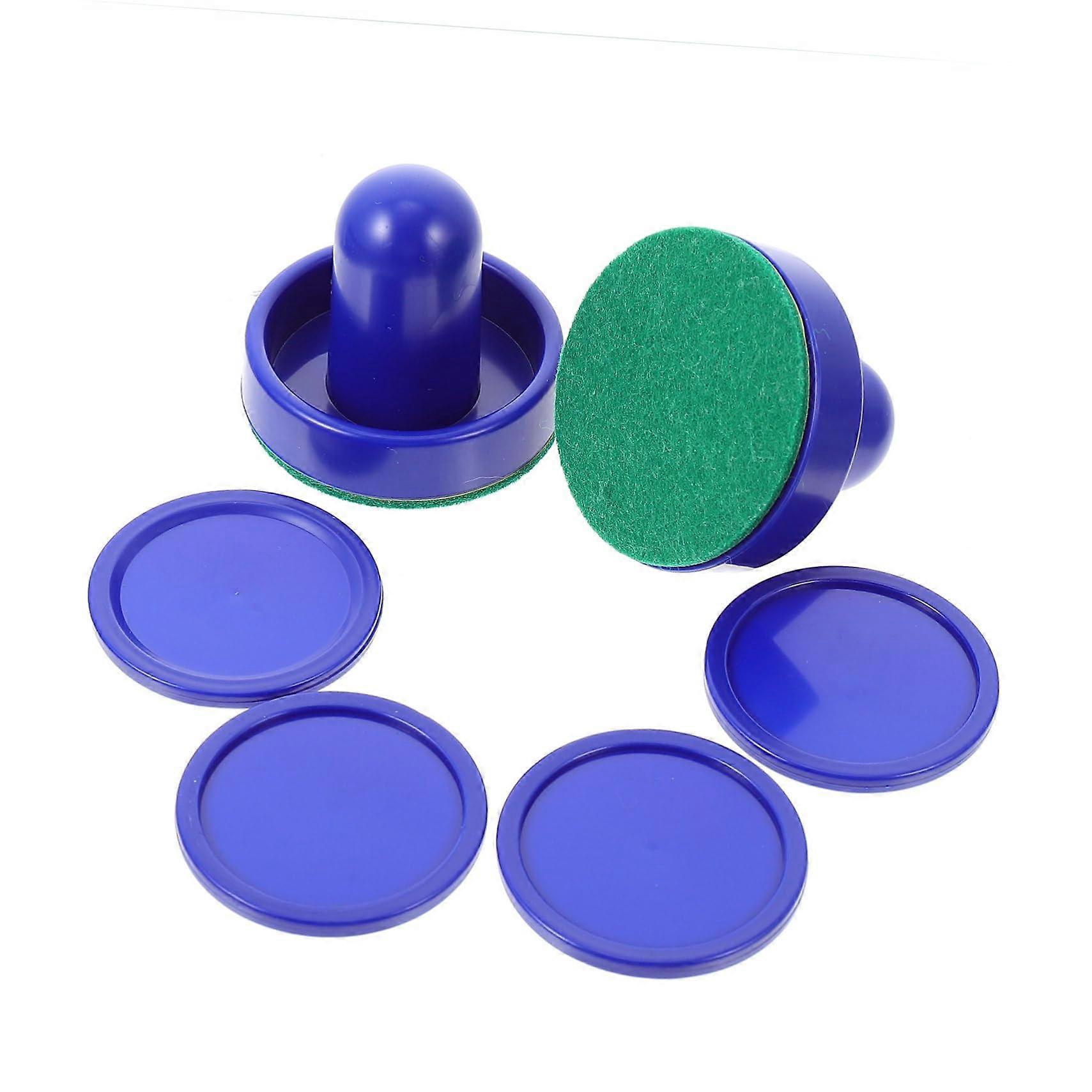 Air Hockey Paddles 2 Sets with 4 Blue Pucks and 2 Felt Pads, High-Quality Accessories for Table Games with Family and Friends