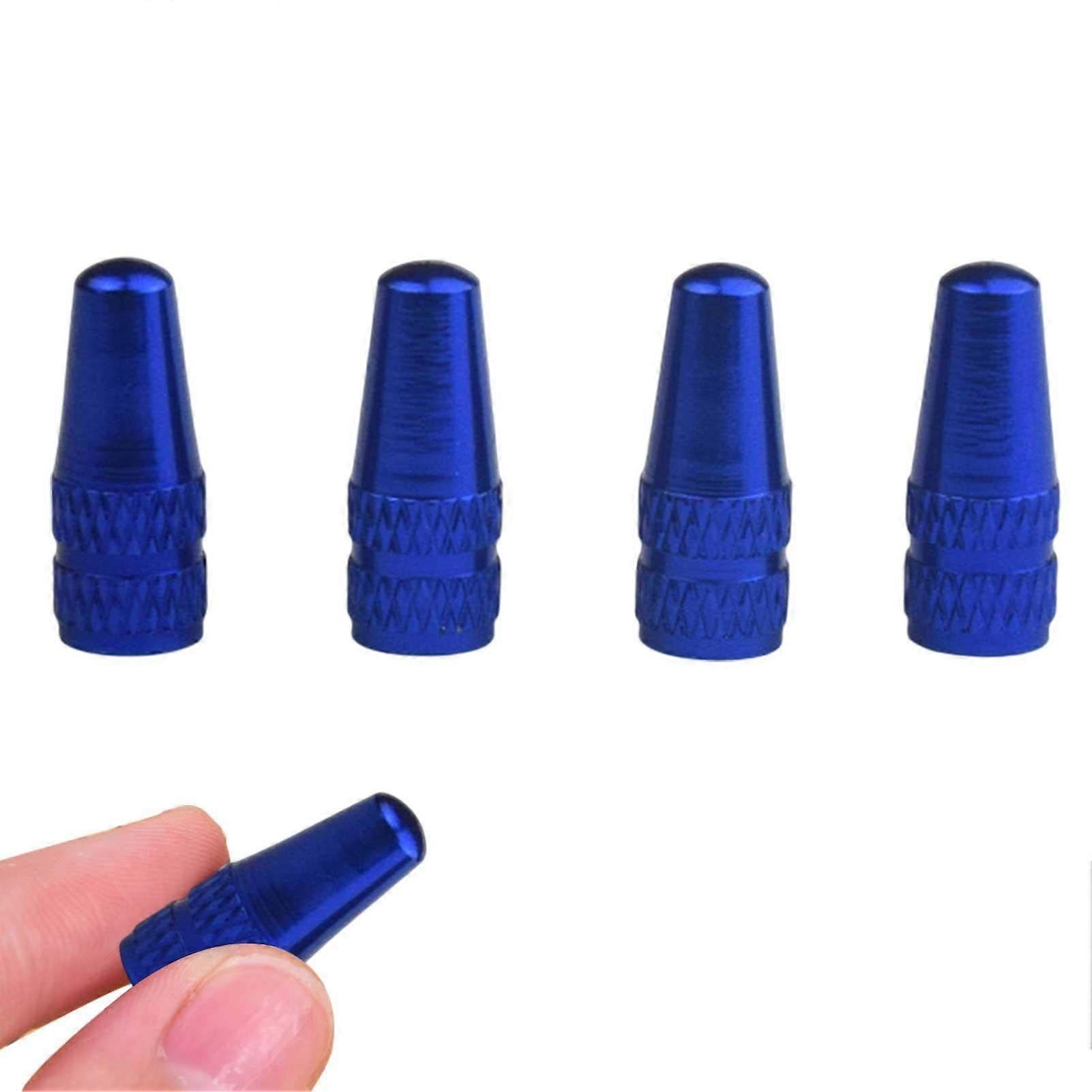 Bicycle Valve Caps Set of 4 Multi-Coloured Anodised Aluminium Tyre Valve Caps for French Valves Blue
