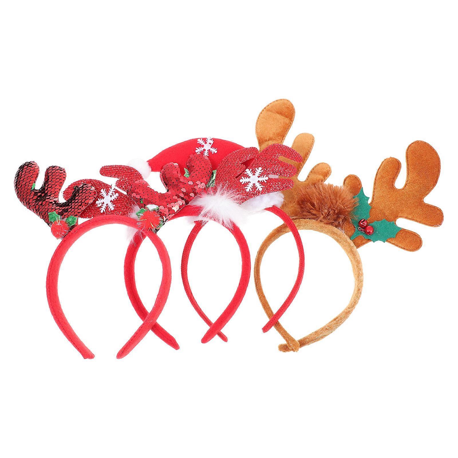 Christmas Party Hairband Elk Headbands for Xmas 4Pcs Delicate Headwear Set