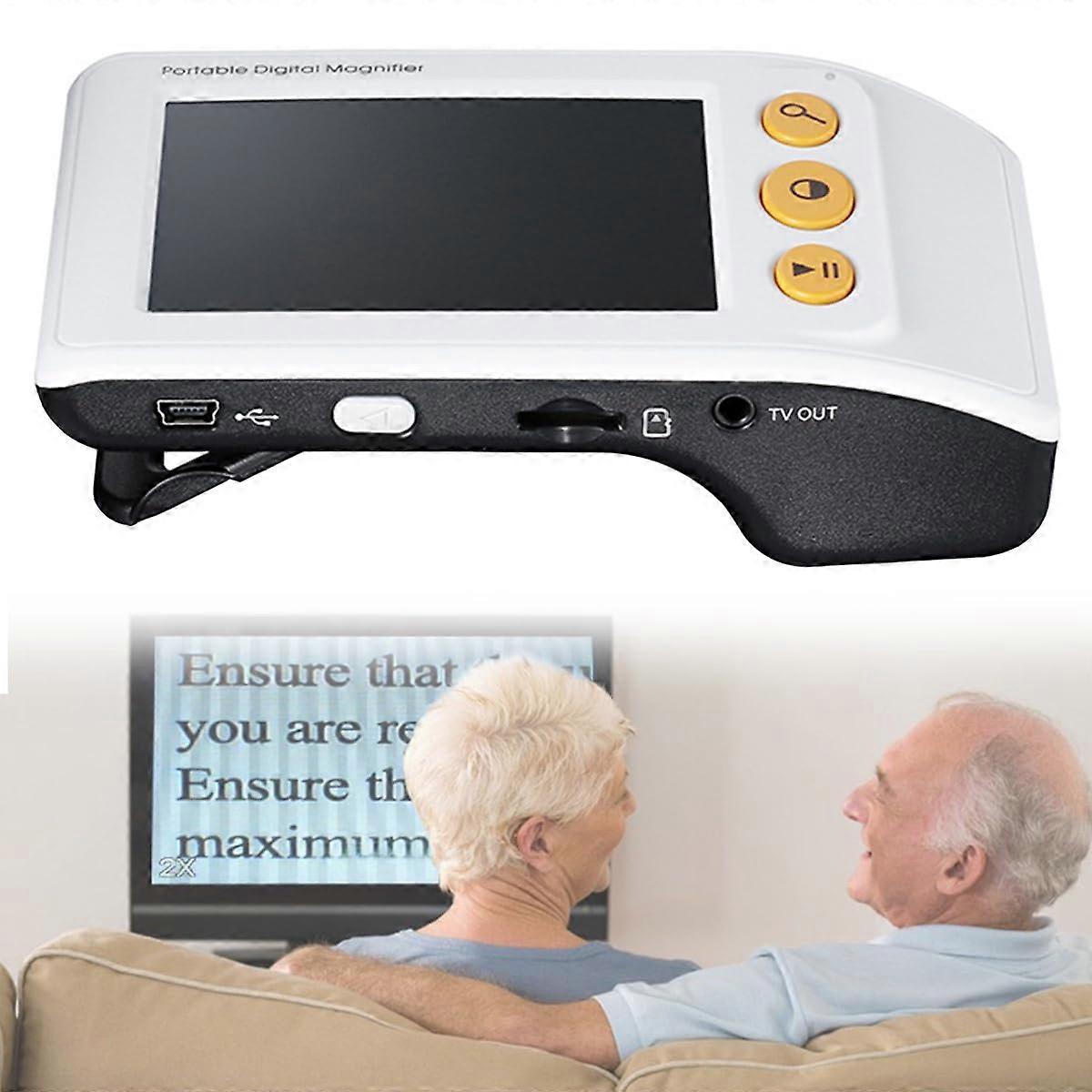 3.5inch Digital Video Magnifier, Portable Electronic Reading Aid with AV Output to TV, 2x to 25x Zoom, 8 Color Modes, Rechargeable Battery, White