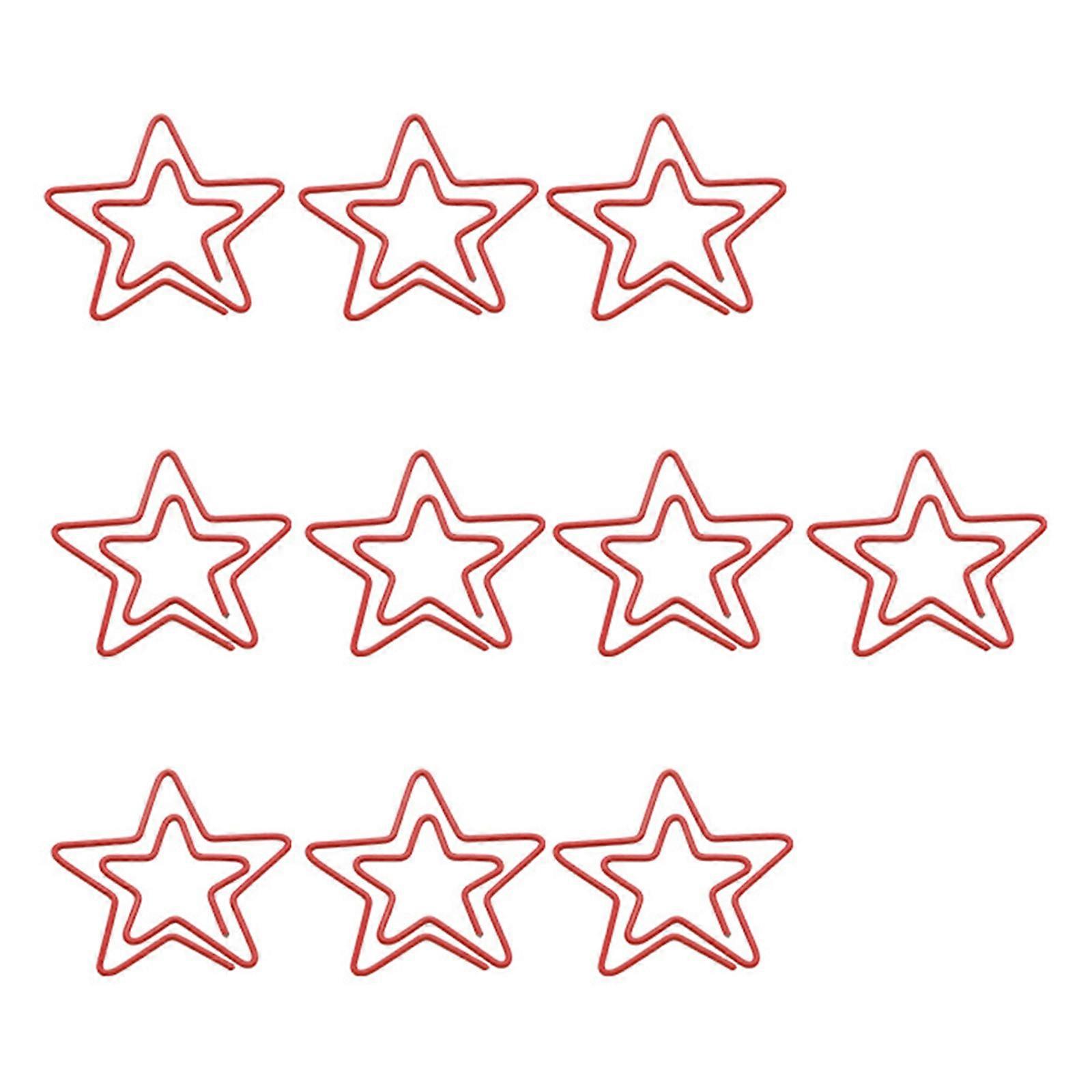 10 Pcs Star Shape Bookmarks Holder Paper Clip Bookmarks Holder Creative Paperclip Suitable for Office School and Home  Red pentagram paper 
