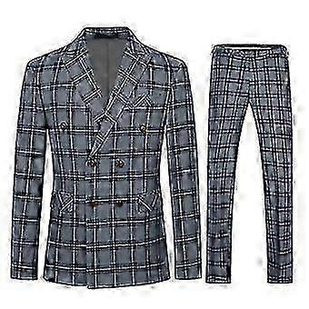Men's 2 Piece Slim Fit Checked Herringbone Vintage Suit Set