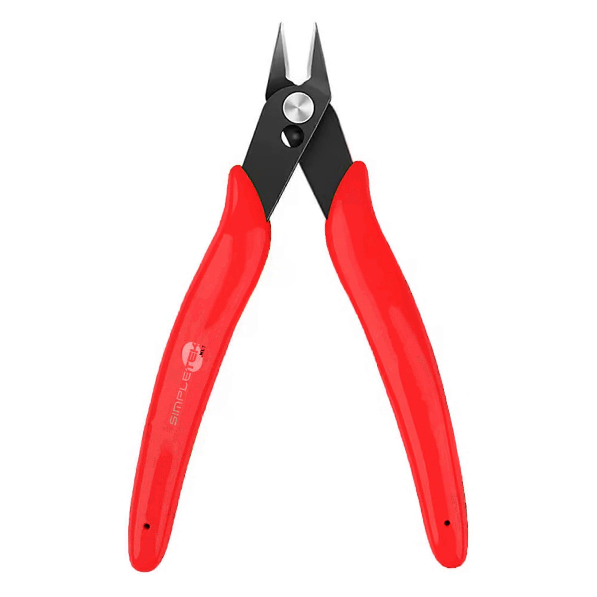 Side cutters, diagonal, mini scissors for electrical cables, model making, thin hardness, red