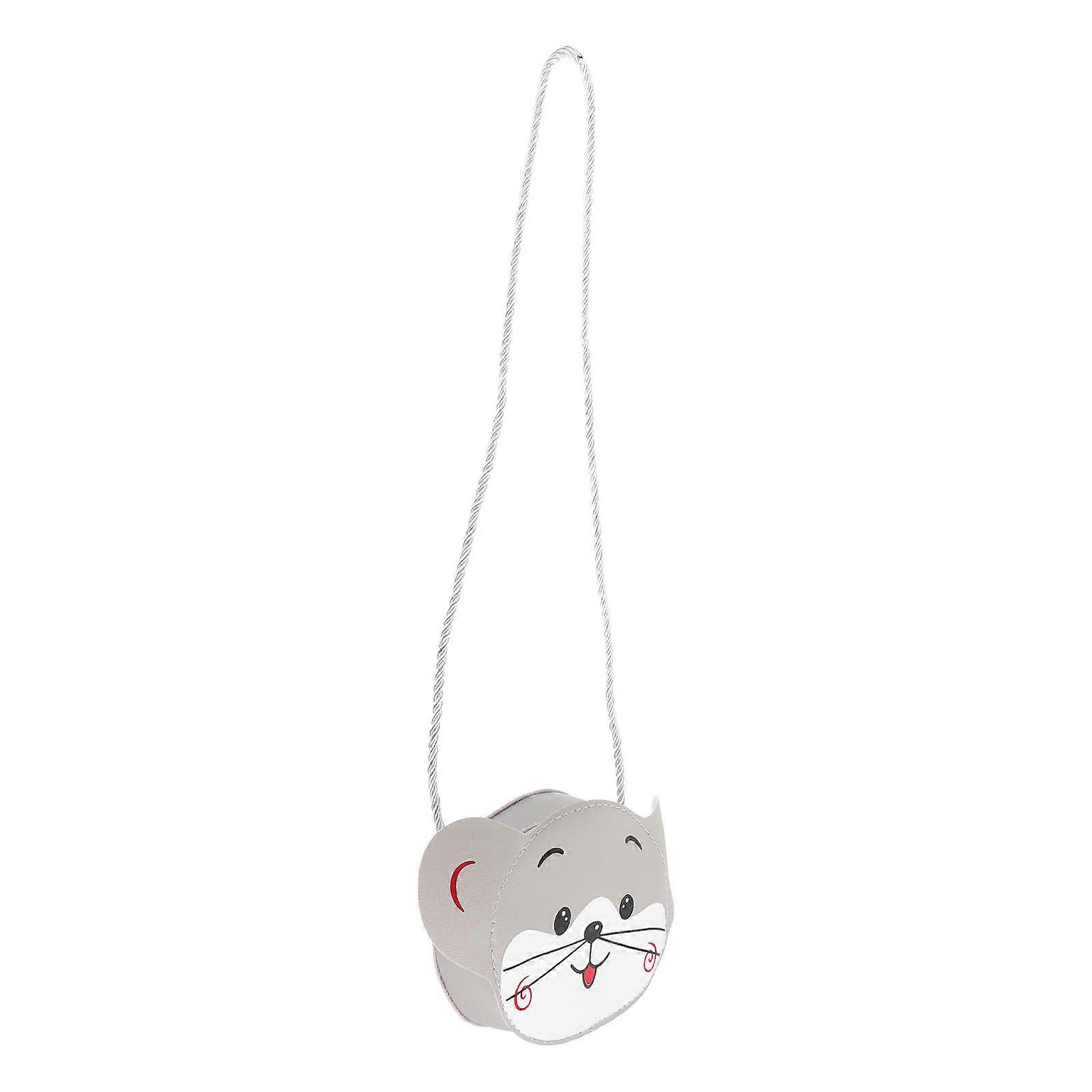 Kids Cartoon Bag with PU Material for Everyday Use Light Grey SingleShoulder Design 7 inch
