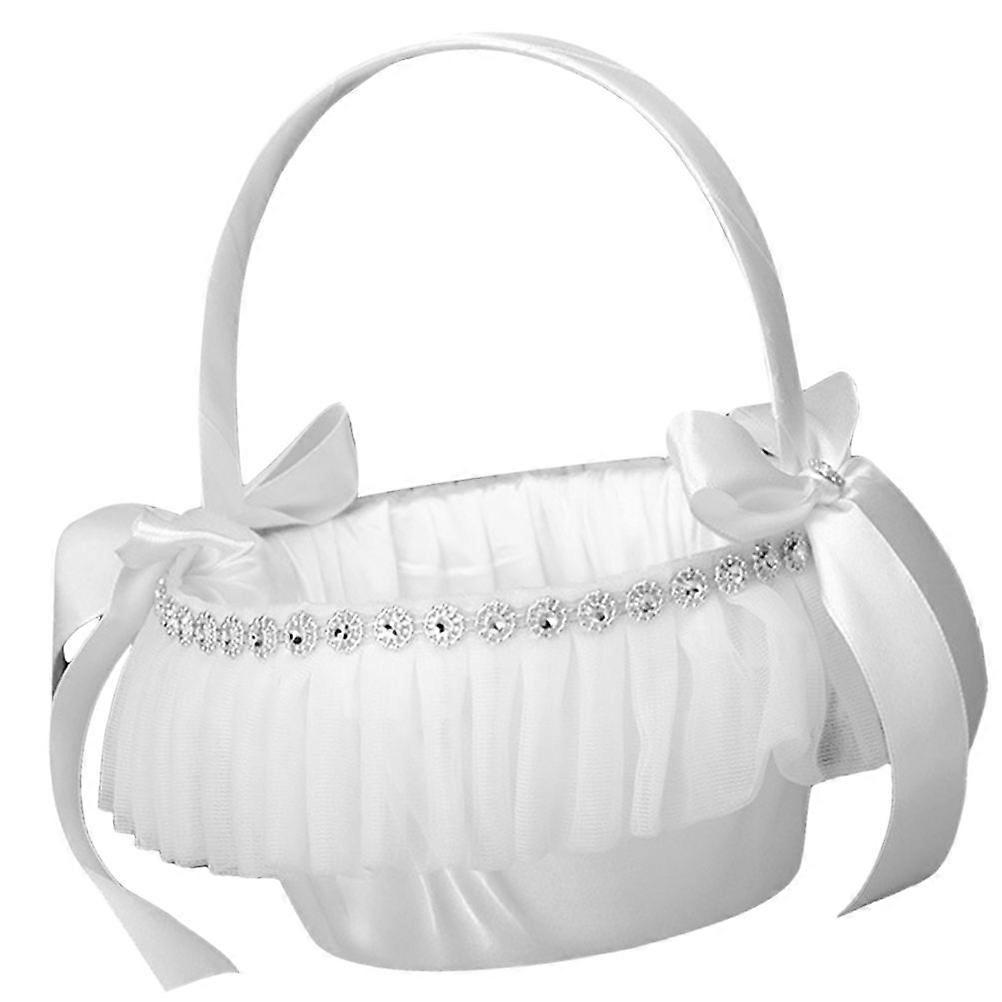 סל אחסון לחתונה עם תחרה ופפיון לילדת פרחים