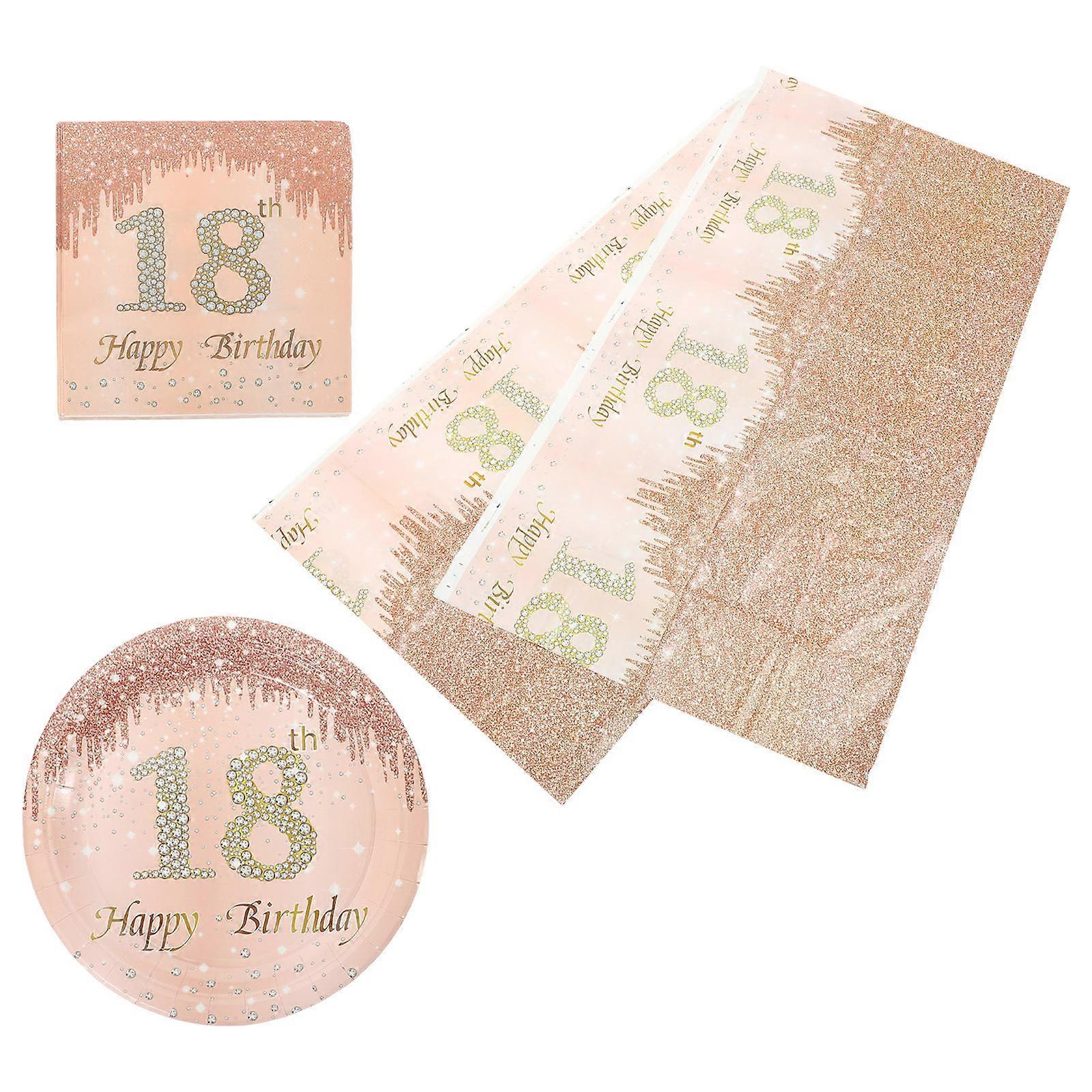 1 Set Glittering Paper Plates Napkins Tablecloth Party Tableware Dinnerware Kit