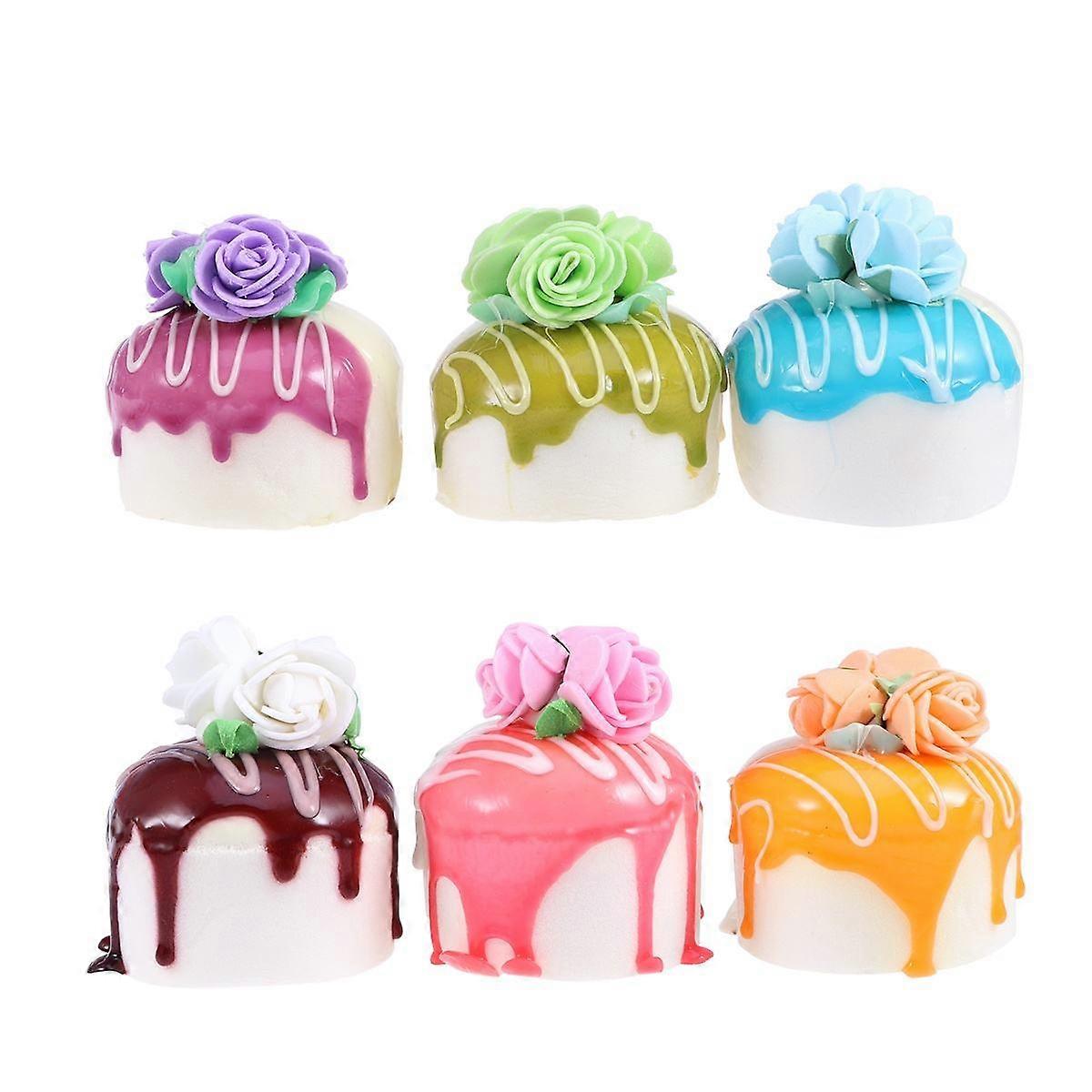 Simulation Cupcake Mousse Dessert Toy Orange Color Photo Prop 6Pcs