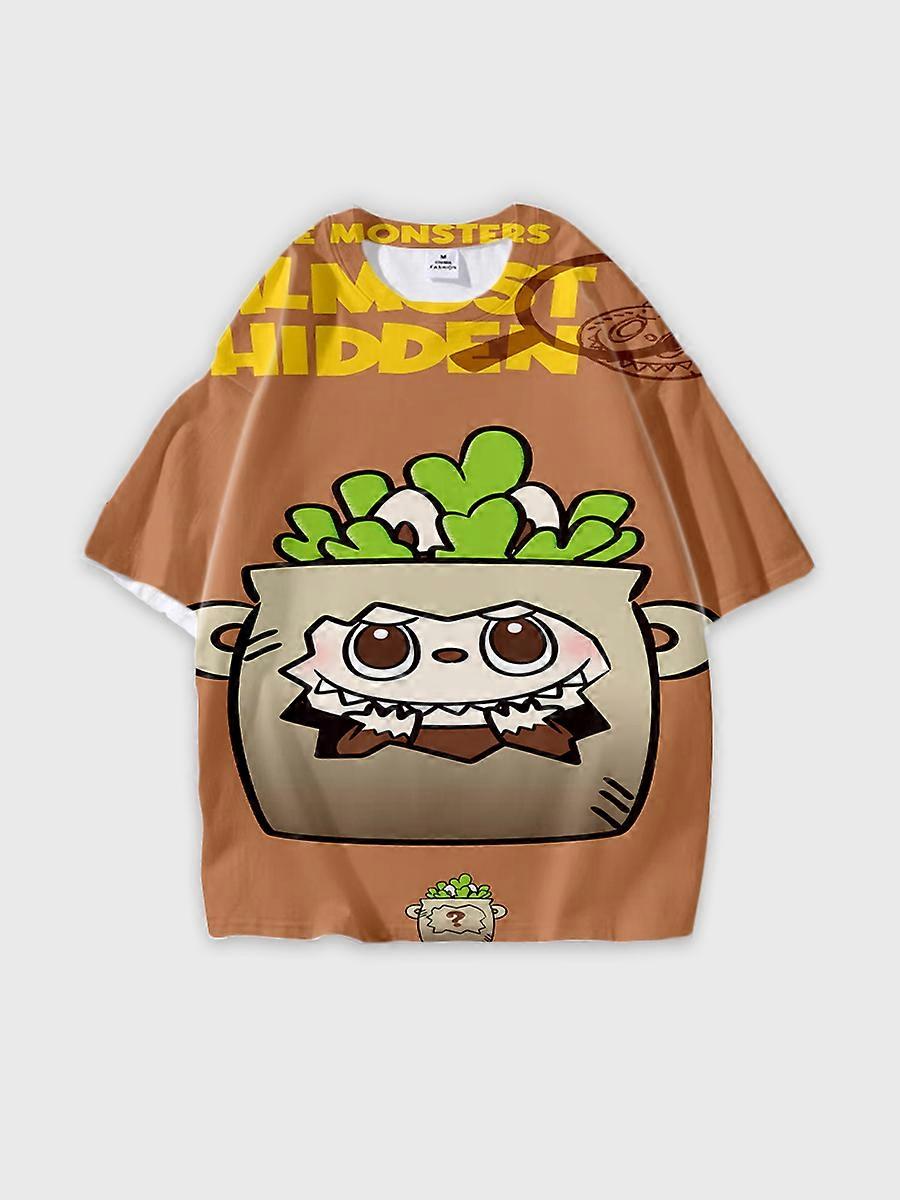 T-shirt round neck Pattern loose short sleeve K794