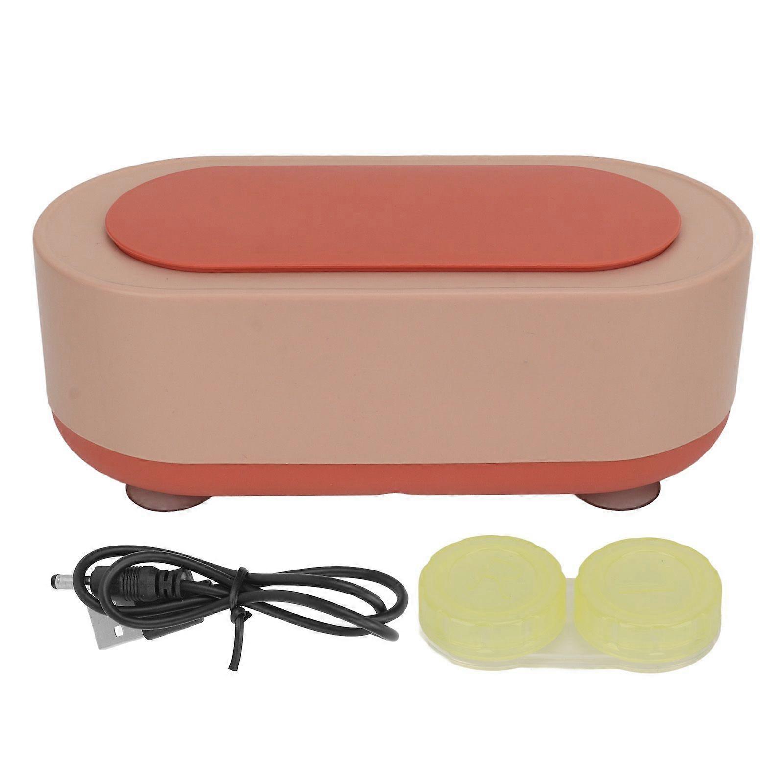 Jewelry Cleaner Machine Mini Ultrasound Cleaner Rechargeable Oval Multifunctional Cleaning Machine for Watch Glasses Ring Pink