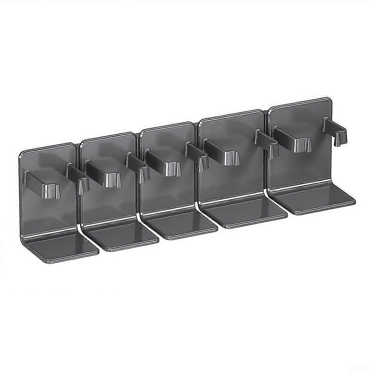 Wall-Mounted Toothbrush Holder Set of 5, Grey, Smart Storage Solution for Hygiene Items, Durable and Space-Saving Design