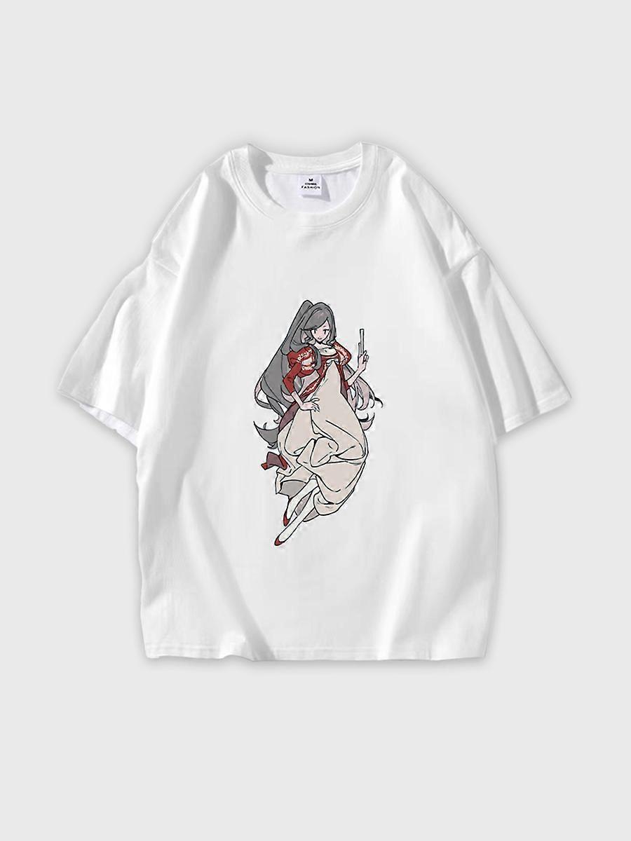 T-shirt round neck book Characters Pattern loose short sleeve E3644