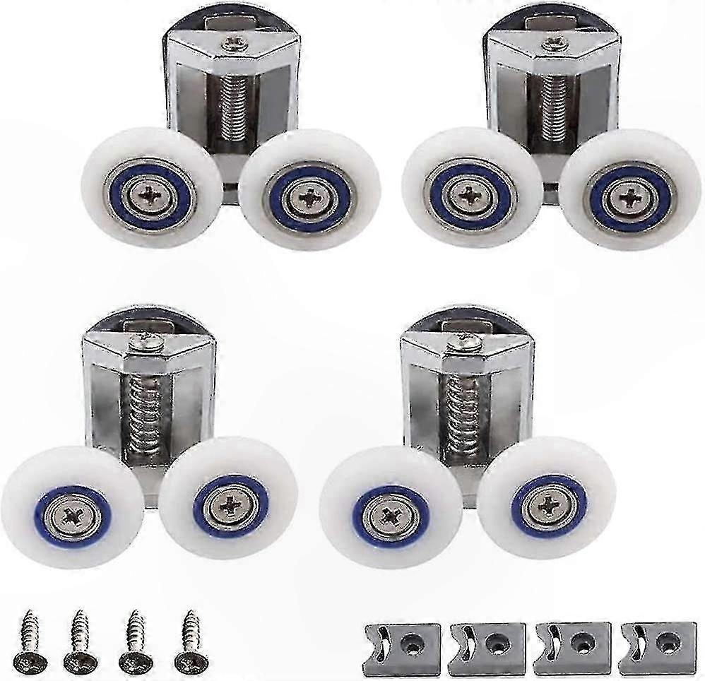 4-Pack Double Shower Door Rollers, Smooth Sliding Replacement Wheels for Bathroom Enclosures