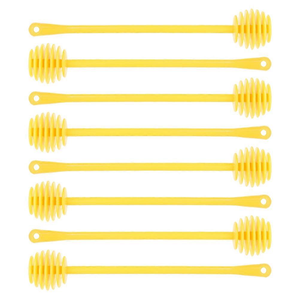 Yellow ABS Honey Dipper Sticks for Stirring Use Durable and Easy to Clean with Long Handle 8pcs Set