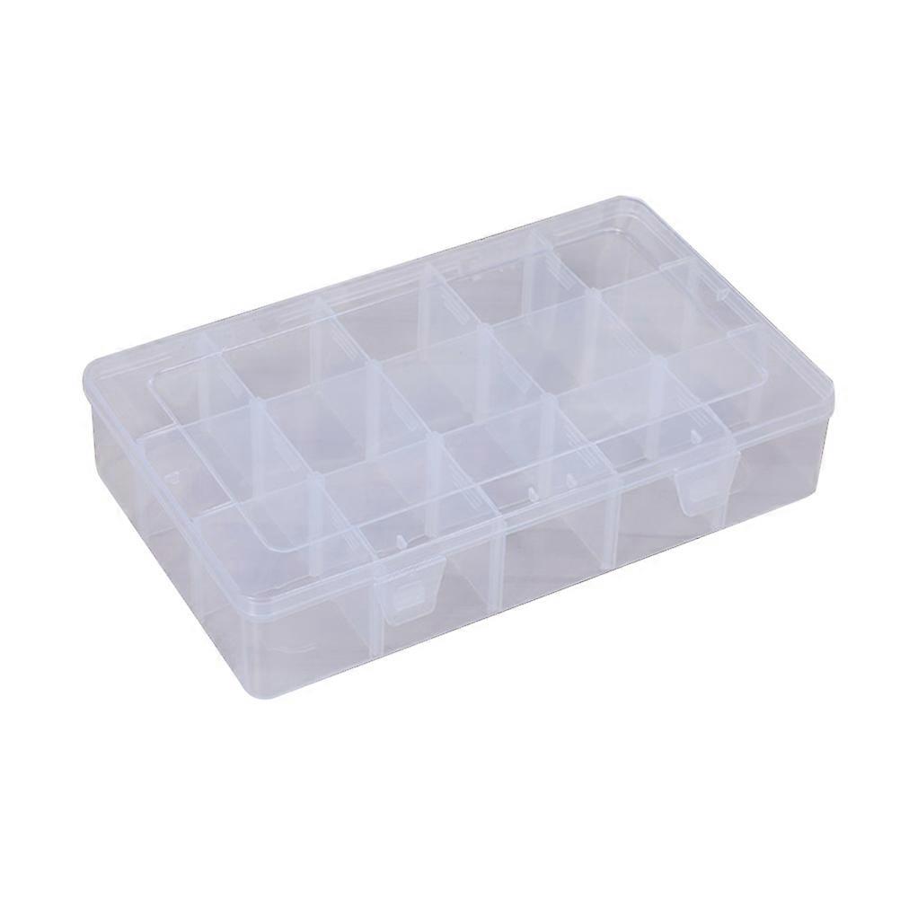 15 Grid Transparent Plastic Jewelry Box Organizer with Adjustable Dividers for Sorting Earrings Rings Beads and Other Mini Items
