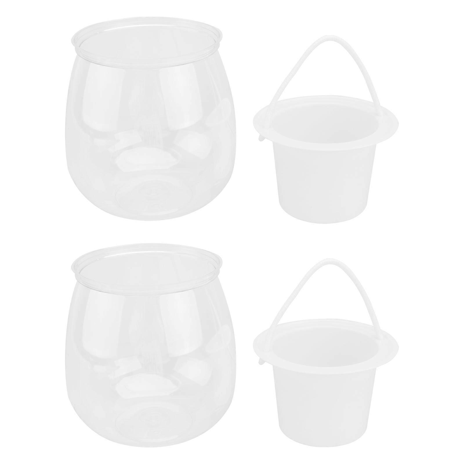 White Transparent Plastic Flower Pot for Storage Use Elegant and Durable 2 Pcs