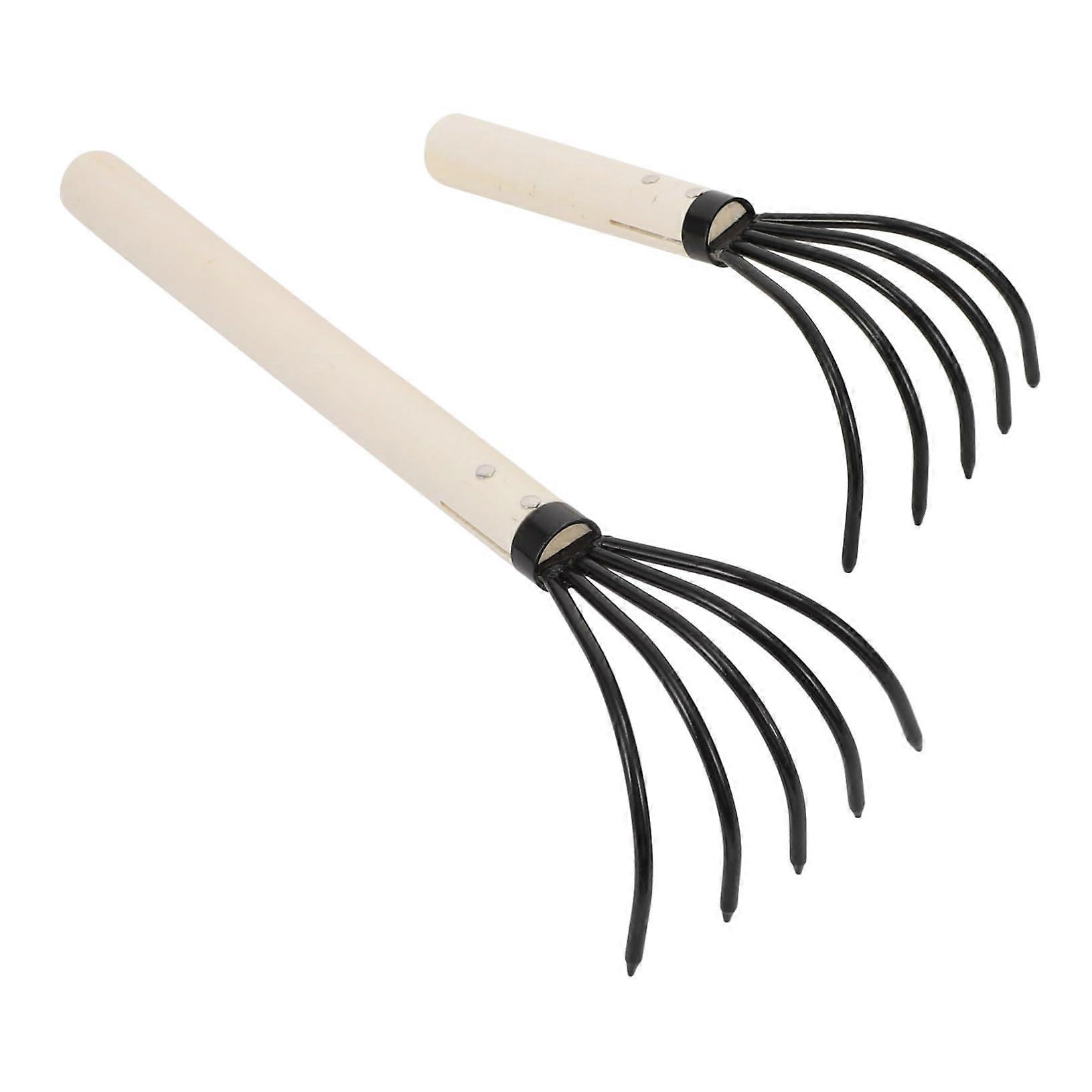 High Carbon Steel Rake 2-Pack for Shells and Seafood, Durable Beach Digging and Cleaning Tool