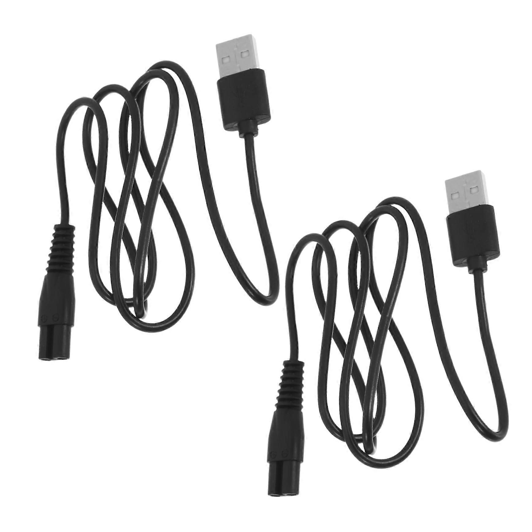 Charging Cable Pack Of 2 For Shaver Power USB Cable Copper Black USB Accessory Cable