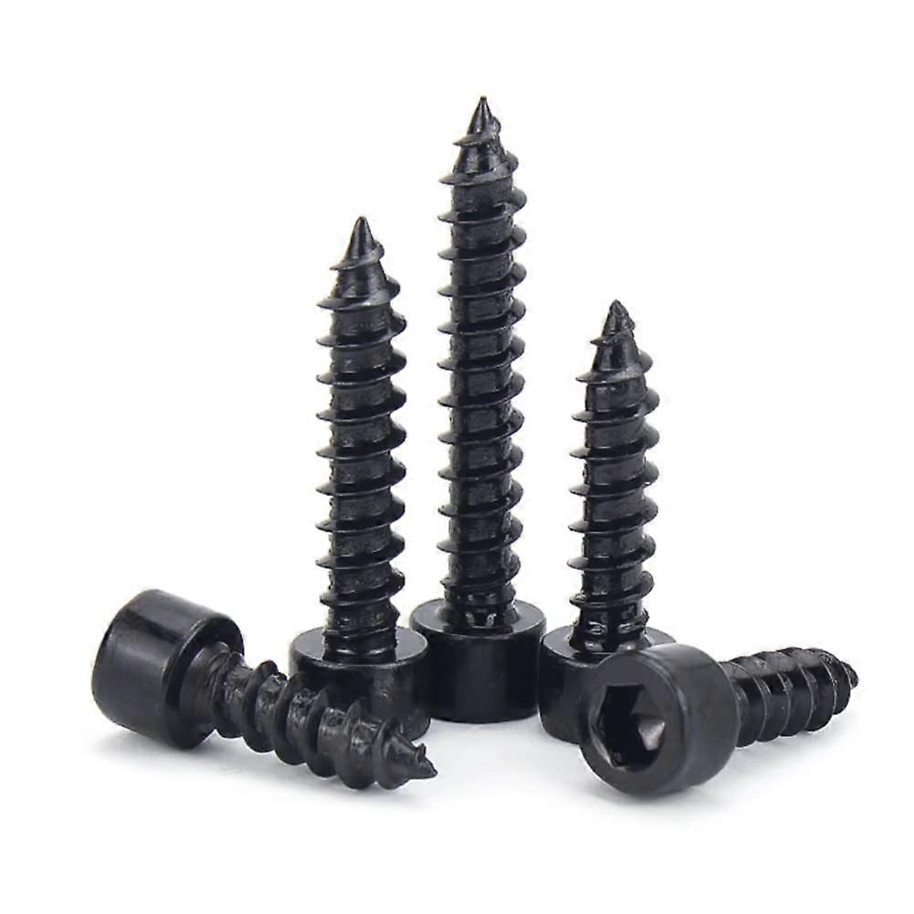Self Tapping Screws M6 x 60 mm Black Galvanised Carbon Steel Hex Socket Screws Pack of 10 Heavy Duty Fixings