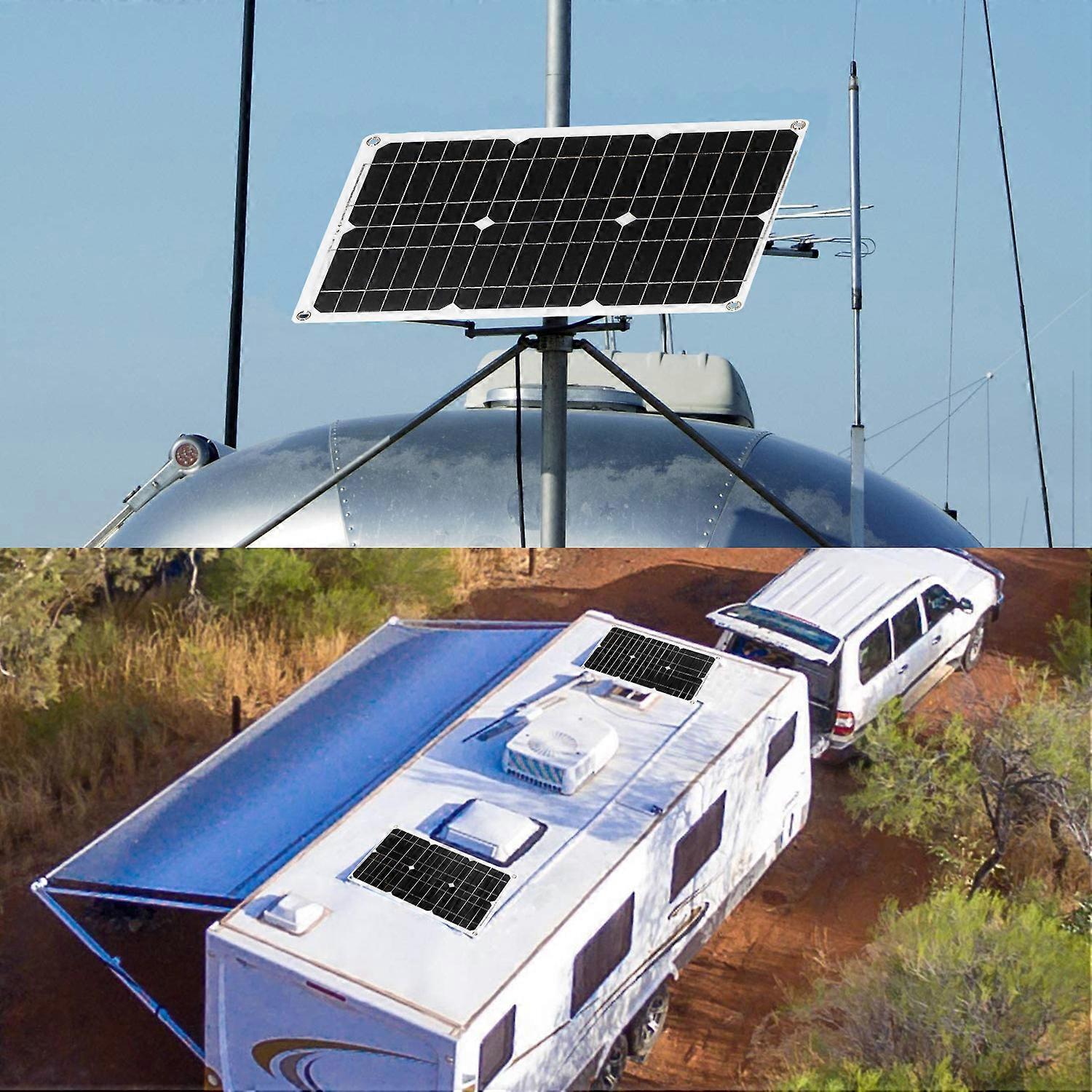 18W 12V Solar Panel Kit Off Grid Monocrystalline Module with Solar Charge Controller SAE Connection Cable Kits