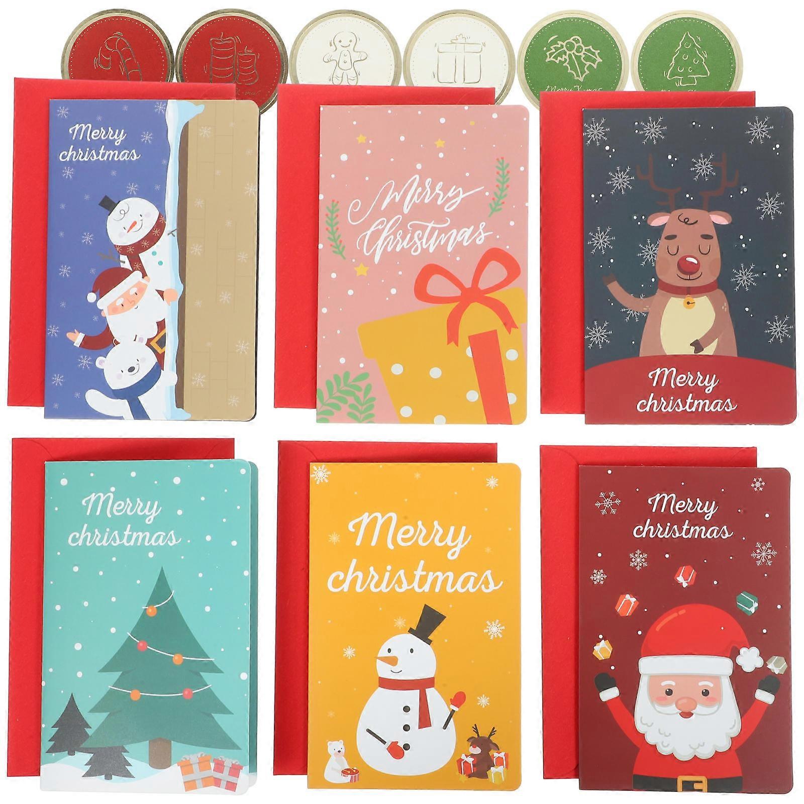 3D Design Holiday Greeting Card Set For Families Christmas Celebration Elegant Design Assorted Color Blessing Note 6 Sets