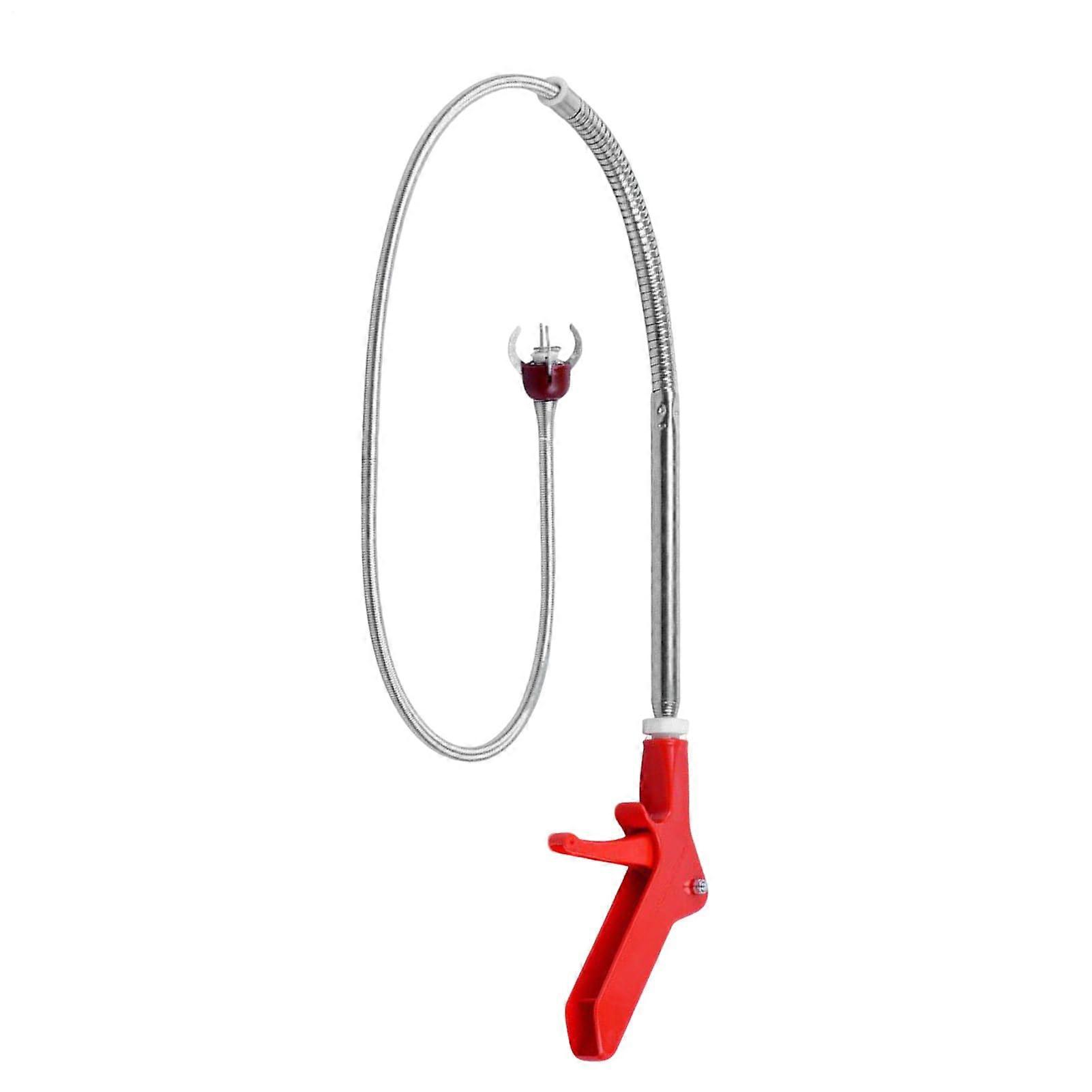WC snake, clog remover, 130 cm, auger tool, claw grabber, sanitary cleaner, flexible wire, nonslip grip, pipe cleaning, steel wire, for drain opener