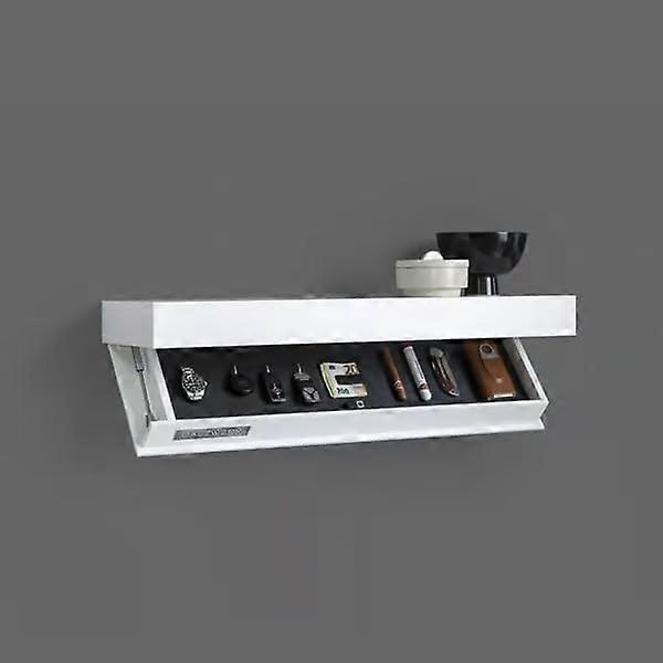 Design shelf with secret compartment, hidden, suspended shelf, modern, white