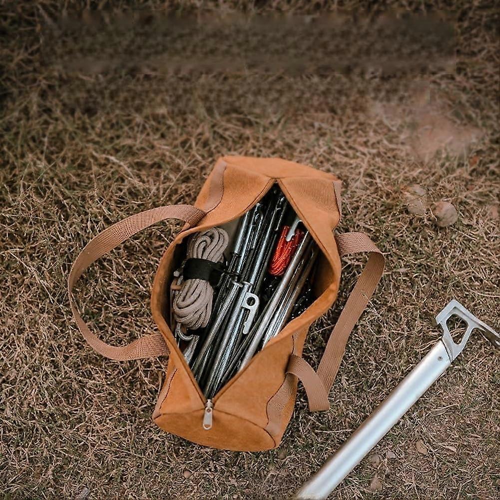 Compact 40 cm tent peg bag with comfortable carrying handle for outdoor use (Brown) BBrown