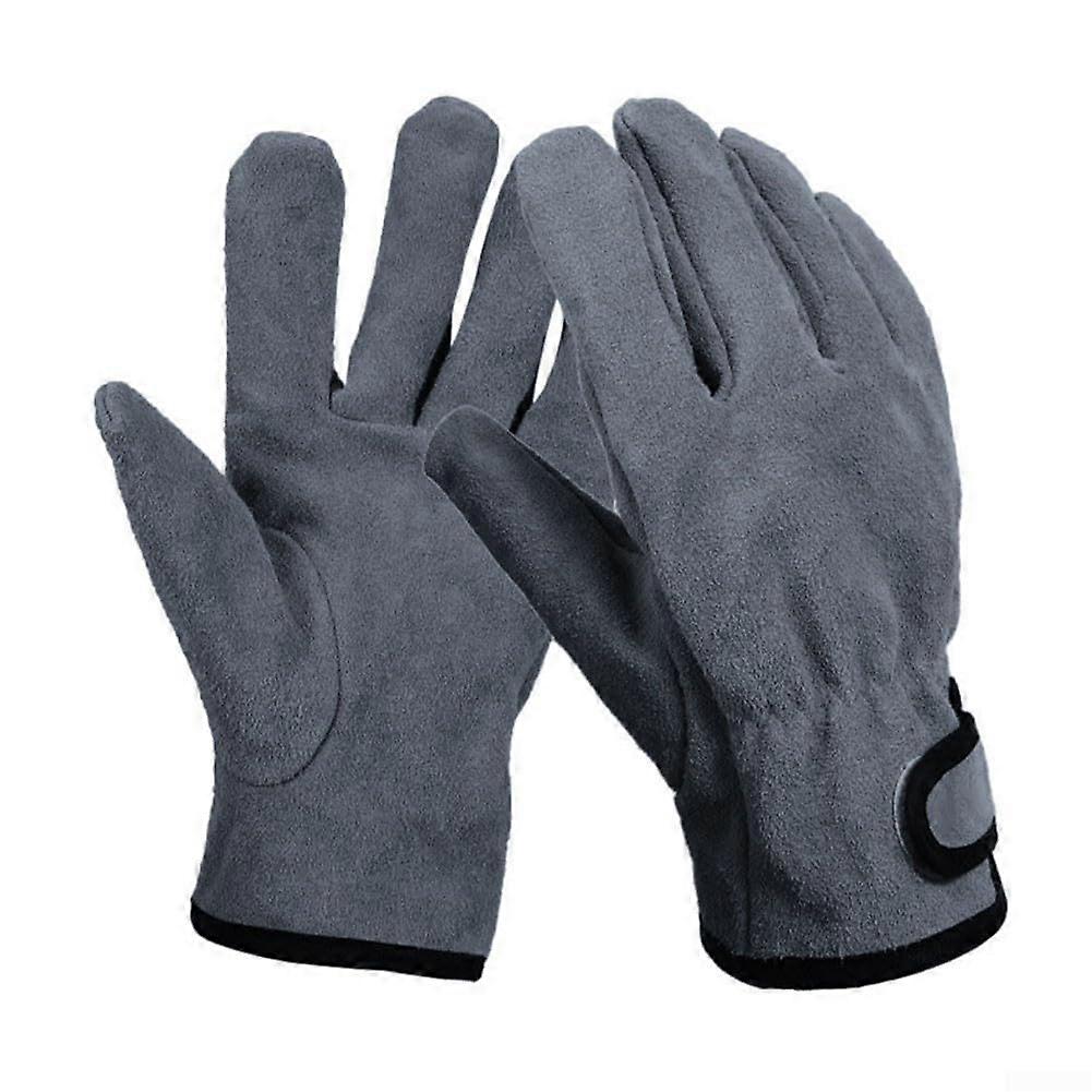 Comfortable Grill Gloves for Safe Grilling and Baking, Non-Slip, Durable Gray Cowhide Leather Construction