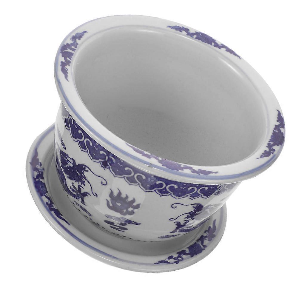 Ceramic Planter Pot For Succulents And Plants With White Color Round Design 20X20X13CM Handmade Craftsmanship 1Set
