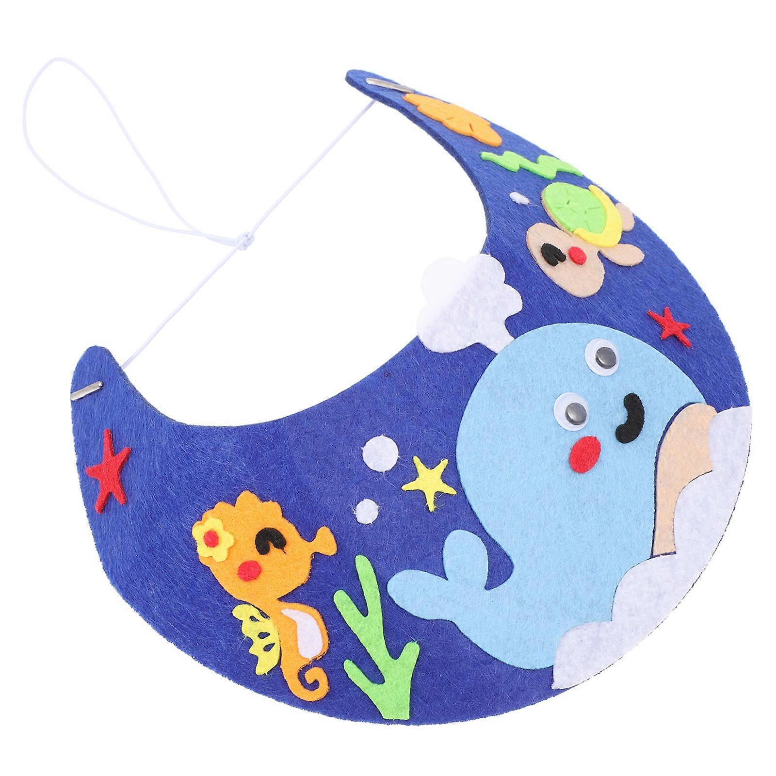 3 Sets DIY Sunbonnet Making Materials for Kids Craft Projects with Non-woven Fabric Blue