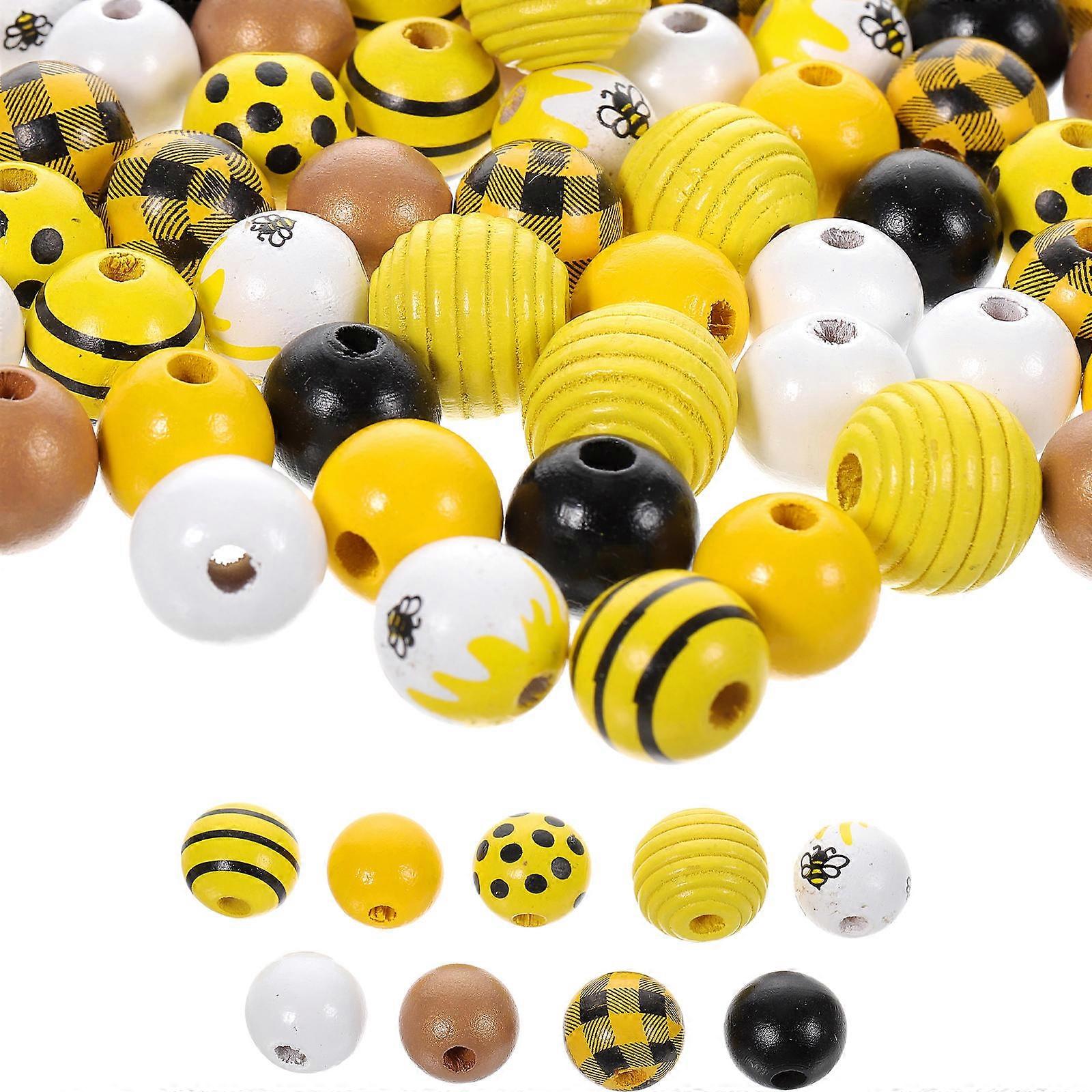 Bee Themed Spacer Beads for Craft Use Assorted Color Durable Plastic Beads 72pcs
