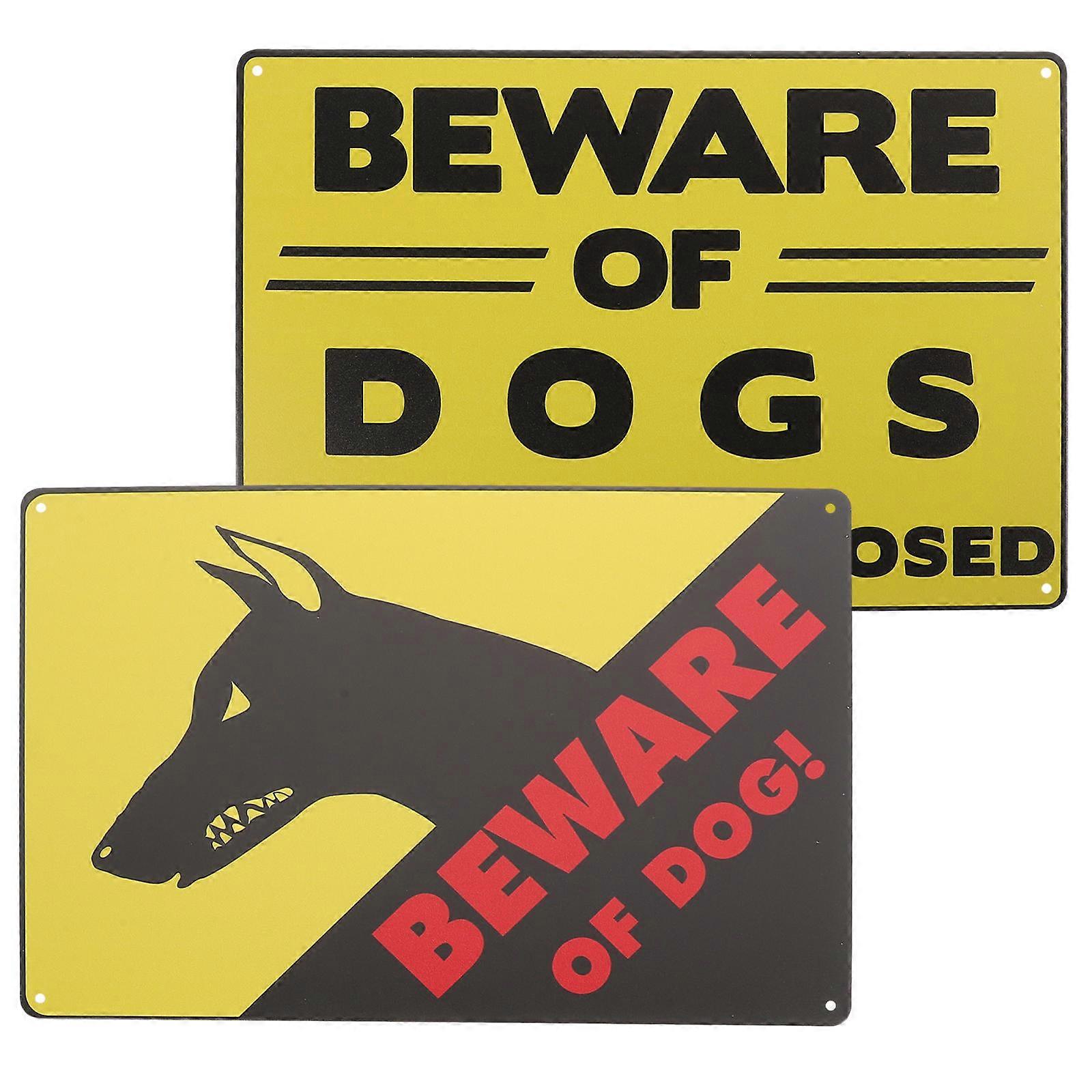 Metal Painting Signs 2Pcs Dog Warning Signs For Homeowners Lawn Garden Yard 30.00X20.00X0.30CM Vintage Style With Privacy Protection