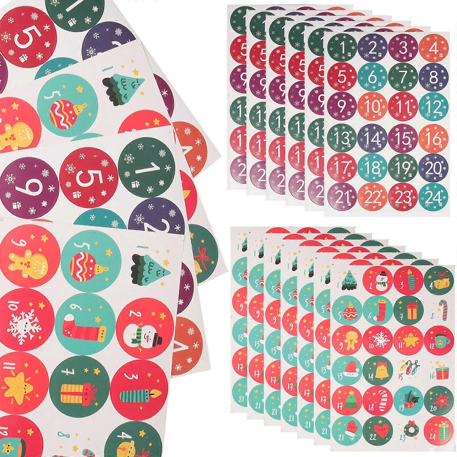 Countdown Stickers Christmas Celebration Handcrafted Labels Assorted Color Ideal For Family Members 20 Sheets