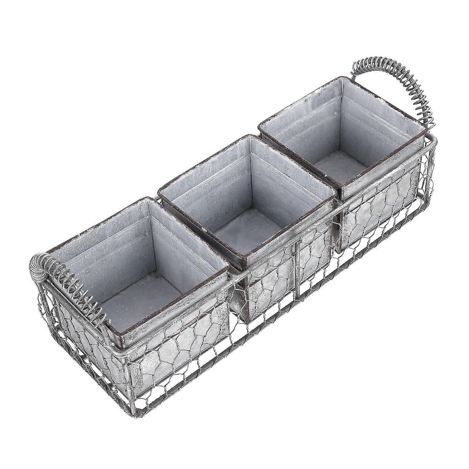 Simple Iron Succulents Flower Pot Set Of 1 Perfect For Indoor Usage With Rustic Style 1Set