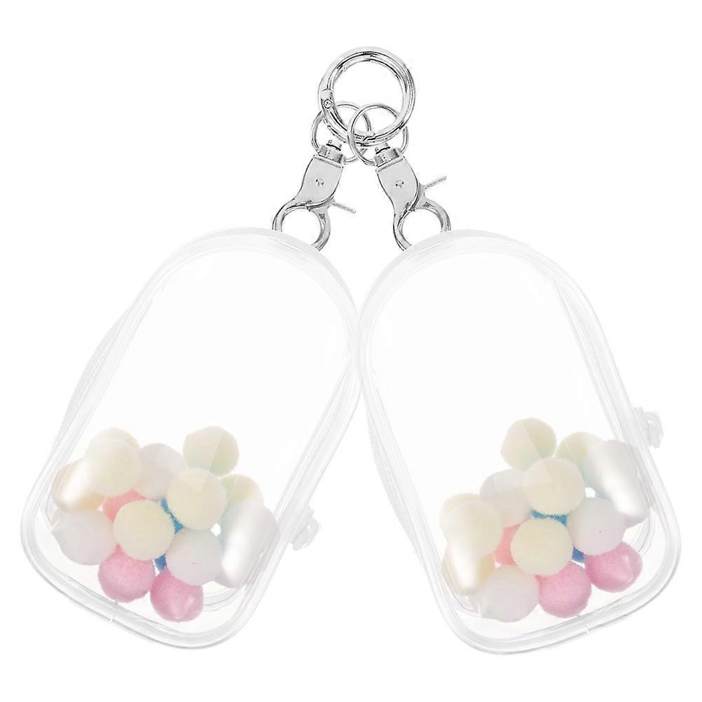2pcs Keychain Pouch for Dolls, Transparent Display Bag with Protective Filling, Soft Cushioned Organizer with Zipper Closure