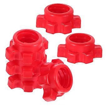 6pcs Red Plastic Dumbbell Nuts for Barbell Weight Lifting – Secure Fastening with Safety Screw, Universal Fit for Home Gym Fitness Accessories
