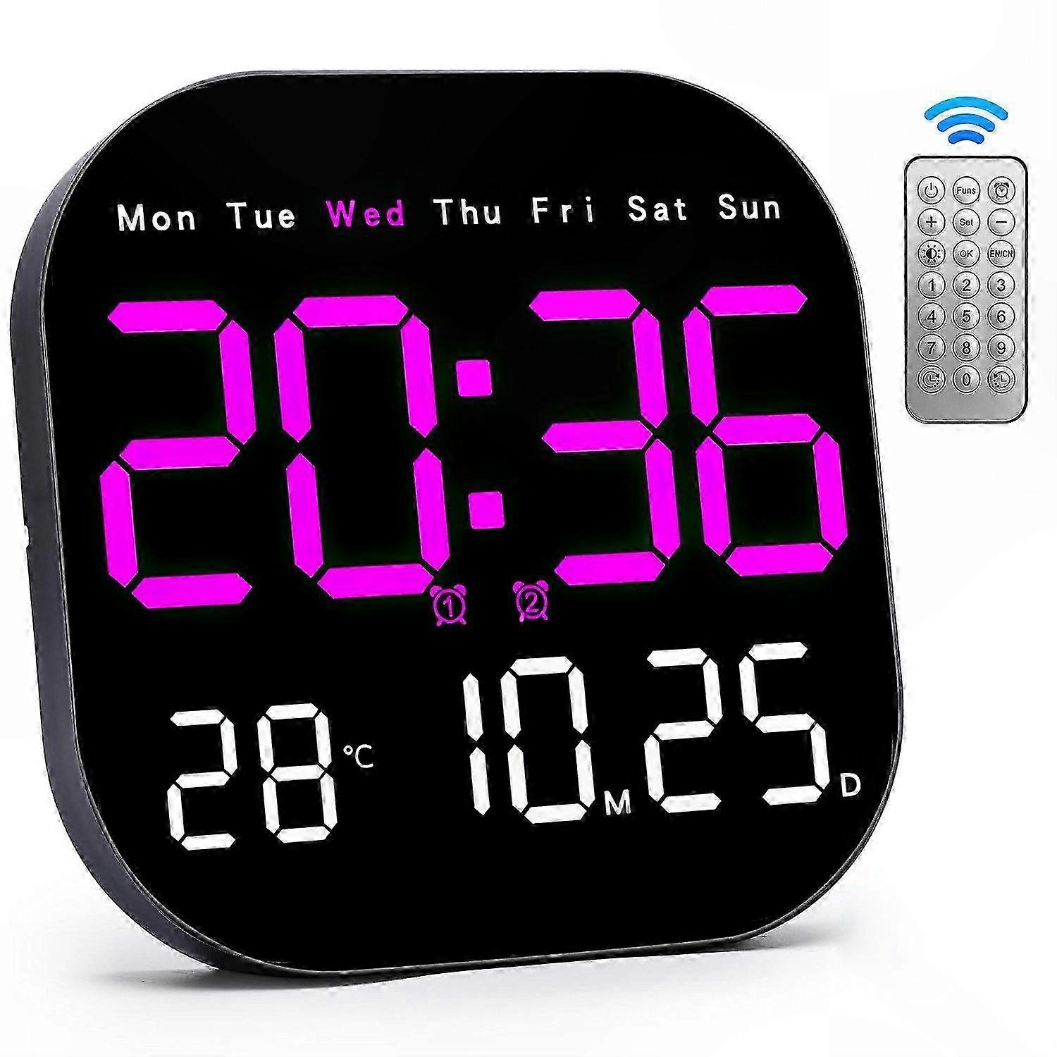 Orologio a LED con data, temperatura, luce notturna, luminosità regolabile, sveglia e funzione timer