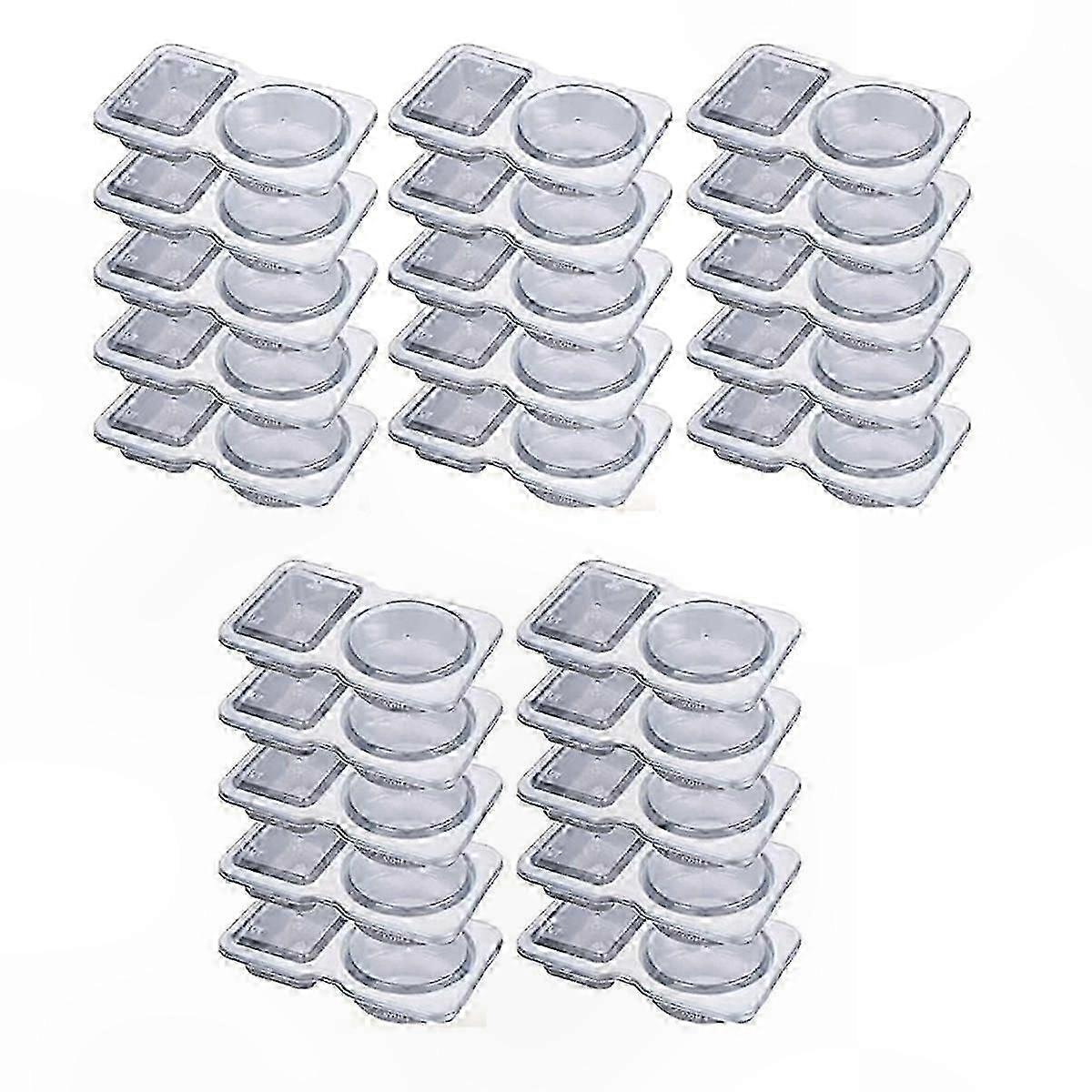 2 Compartment Reusable Condiment Containers with Lids, 3 Oz Sauce Cups, 35 Pack for Snacks and Dips