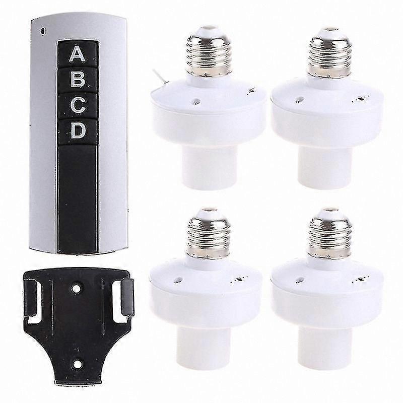 4-Pack Remote Control Light Bulb Socket E27 Base with Wireless Switch for Easy Use