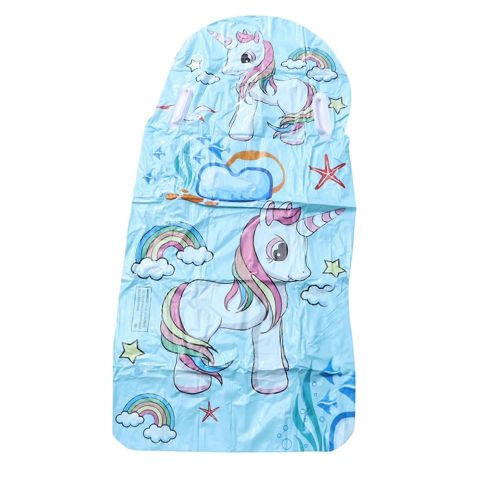 Inflatable Swim Board For Girls Blue PVC Pool Float Pad With Handles Creative Design