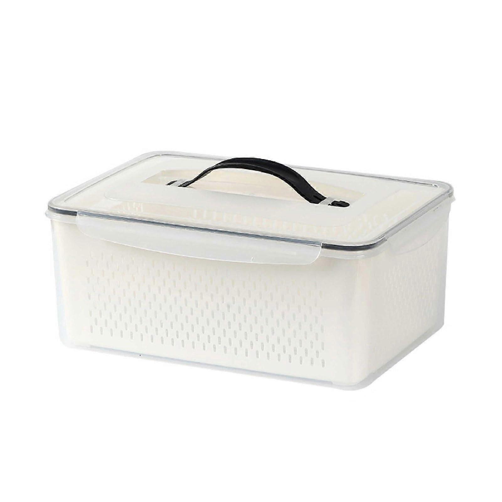 Refrigerator Storage Box 7L Space-Saving Fridge Organizer With Drain Basket Fruit Container Kitchen Organizer