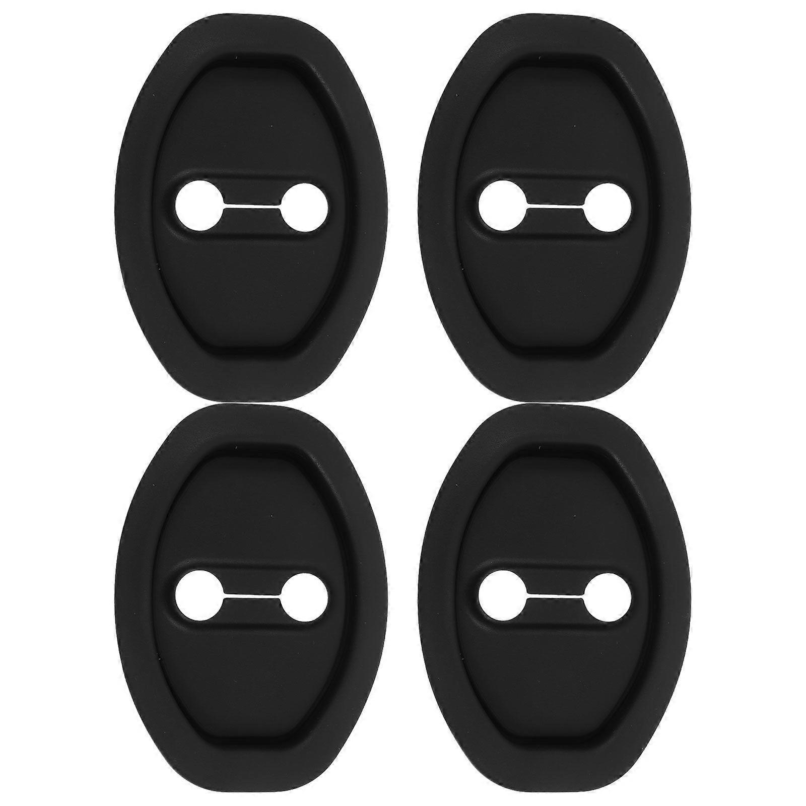 4pcs Car Door Lock Protective Cover Silicone Thickened Shock Absorption Pad Car Door Latch Cushion