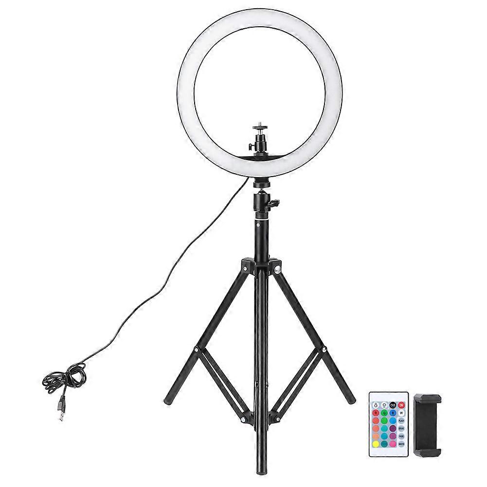 RGB Ring Fill Light with Remote Control Multicolor USB Powered for Selfie Live Streaming